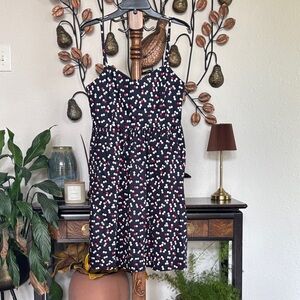 Vintage NWT GAP Navy Blue Dress with Red and White Dot Print size 10
